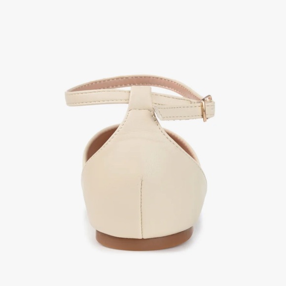 Journee Collection Pointed Toe Ballet Flat in Bone | Bridal Flat Shoes - Picture 3 of 11